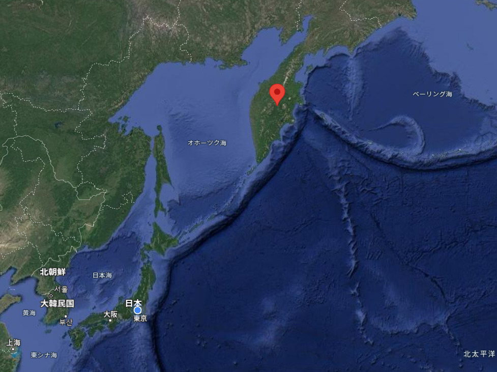 カムチャッカ半島の位置